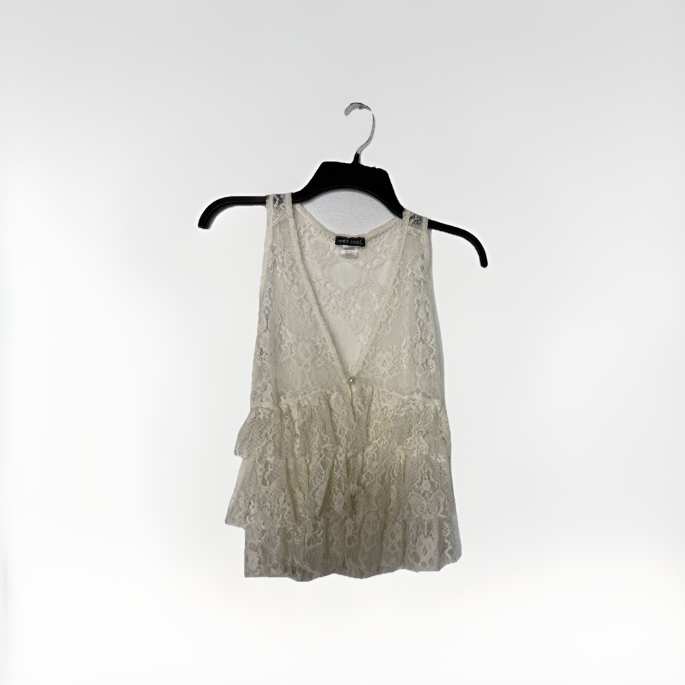 Y2K Wet Seal Lace‎ Tiered Ruffle Vest Top Size S USA